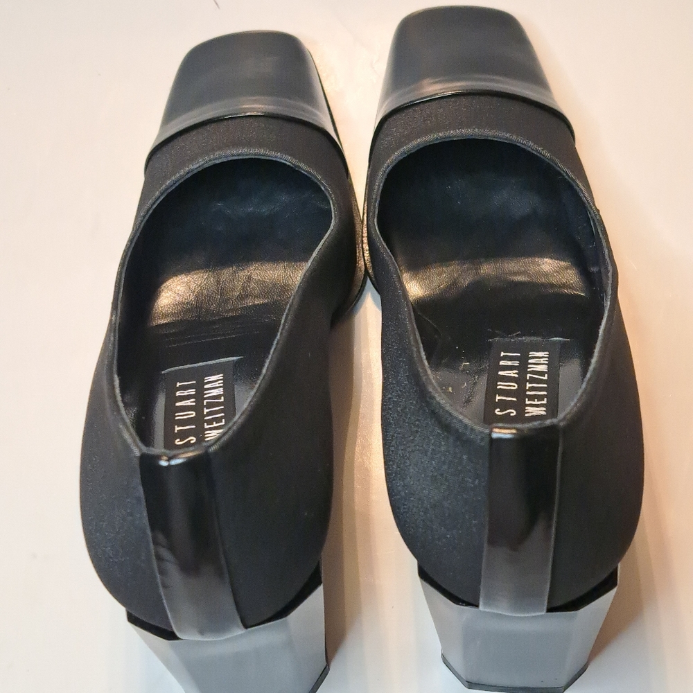 WOMEN'S STUART WEITZMAN SQUARE TOE HEELS SIZE 7.5 B - Picture 9 of 16